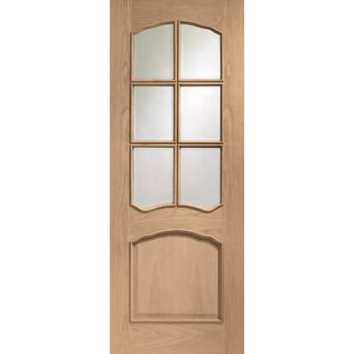 Oak Riviera Clear Glazed Raised Moulding Internal Door Woode...